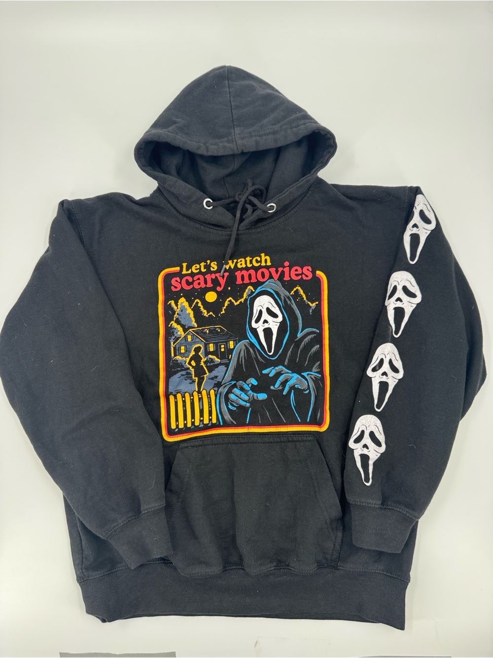 Ghost Face Black "Let's Watch Scary Movies" Graphic Hoodie